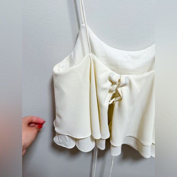 Free People ivory lace back flowy white tank top crop top medium boho beach cute - Picture 6 of 8